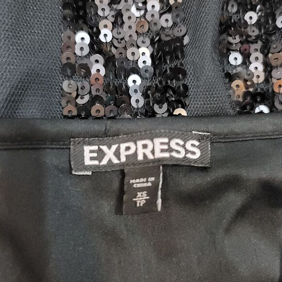 Express Sequined Embellished Striped Surplice Mini Dress in Black Size XS - Picture 10 of 13